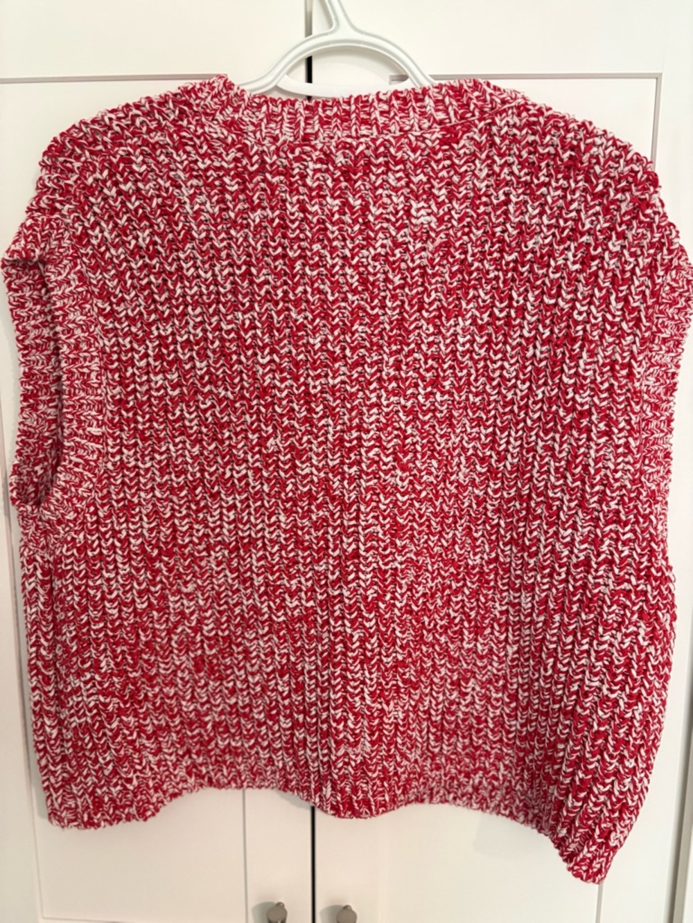 Zara Red & White Marled Crewneck Sweater